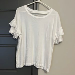 CURRENT/ELLIOTT white top with ruffle sleeves